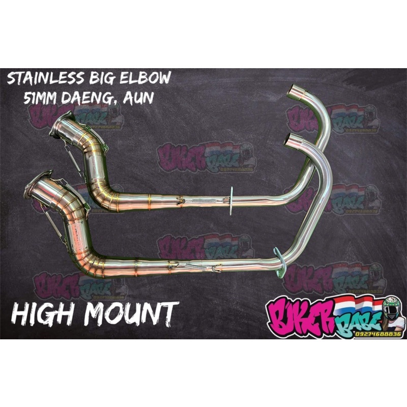 Stainless Big Elbow 51mm AUN DAENG Standard Highmount Raider Wave