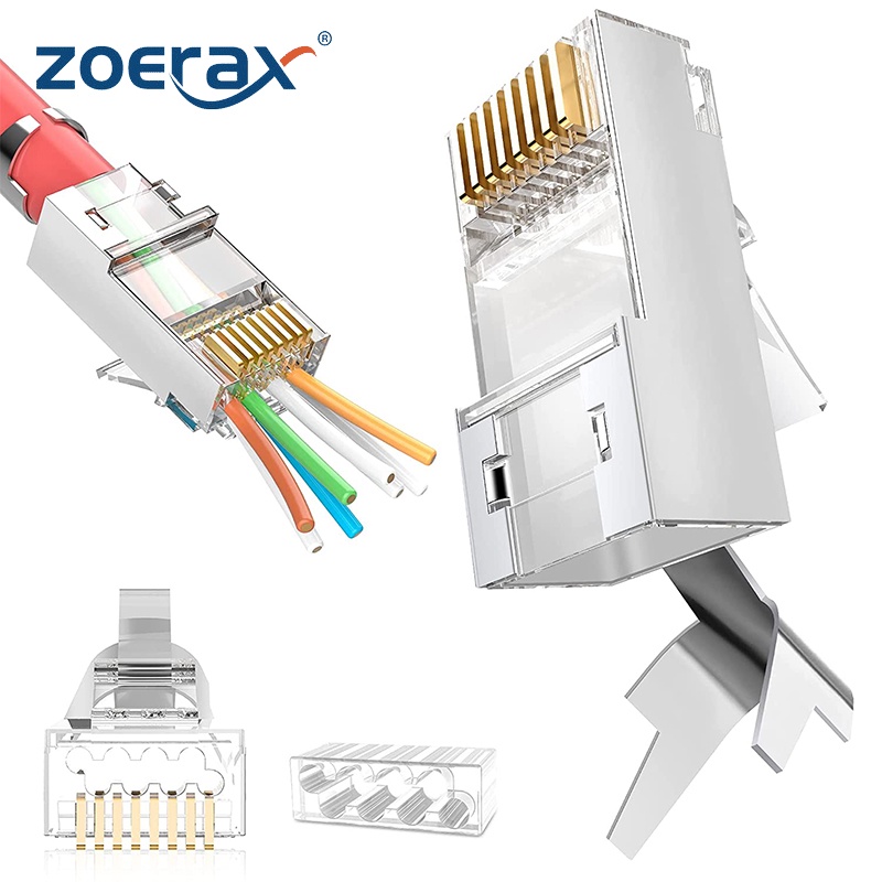 Zoerax Pcs Rj Cat Cat Cat A Pass Through Connectors P C Um