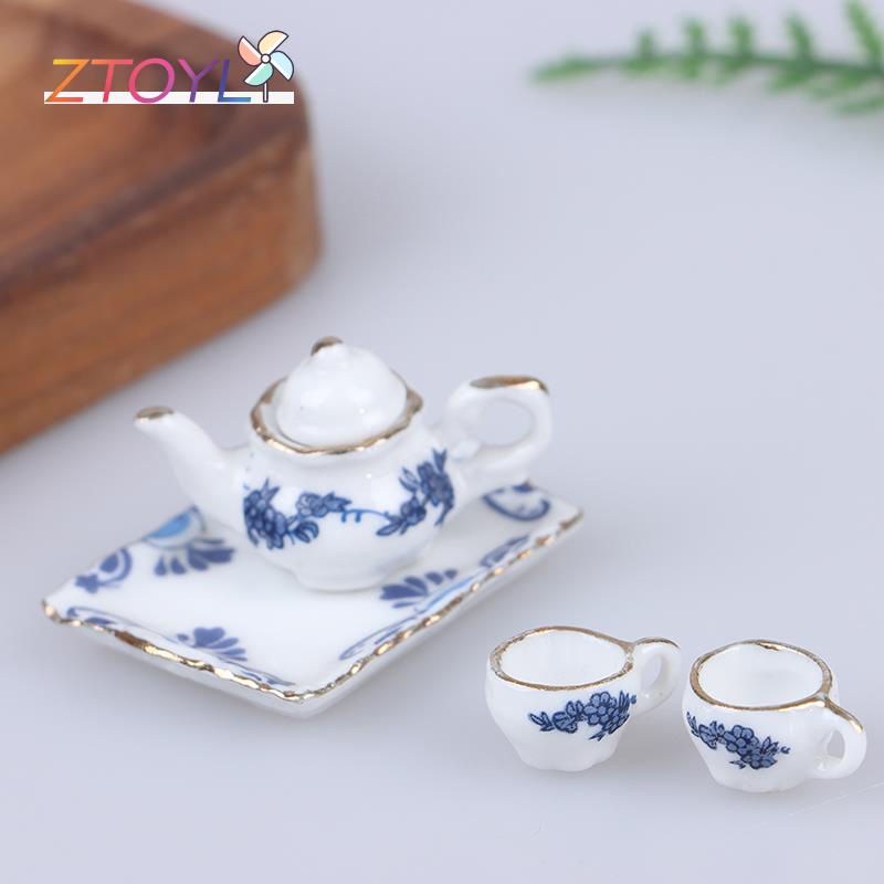 Hot Sale Pcs Set Dollhouse Miniature Dining Ware Porcelain Tea Set