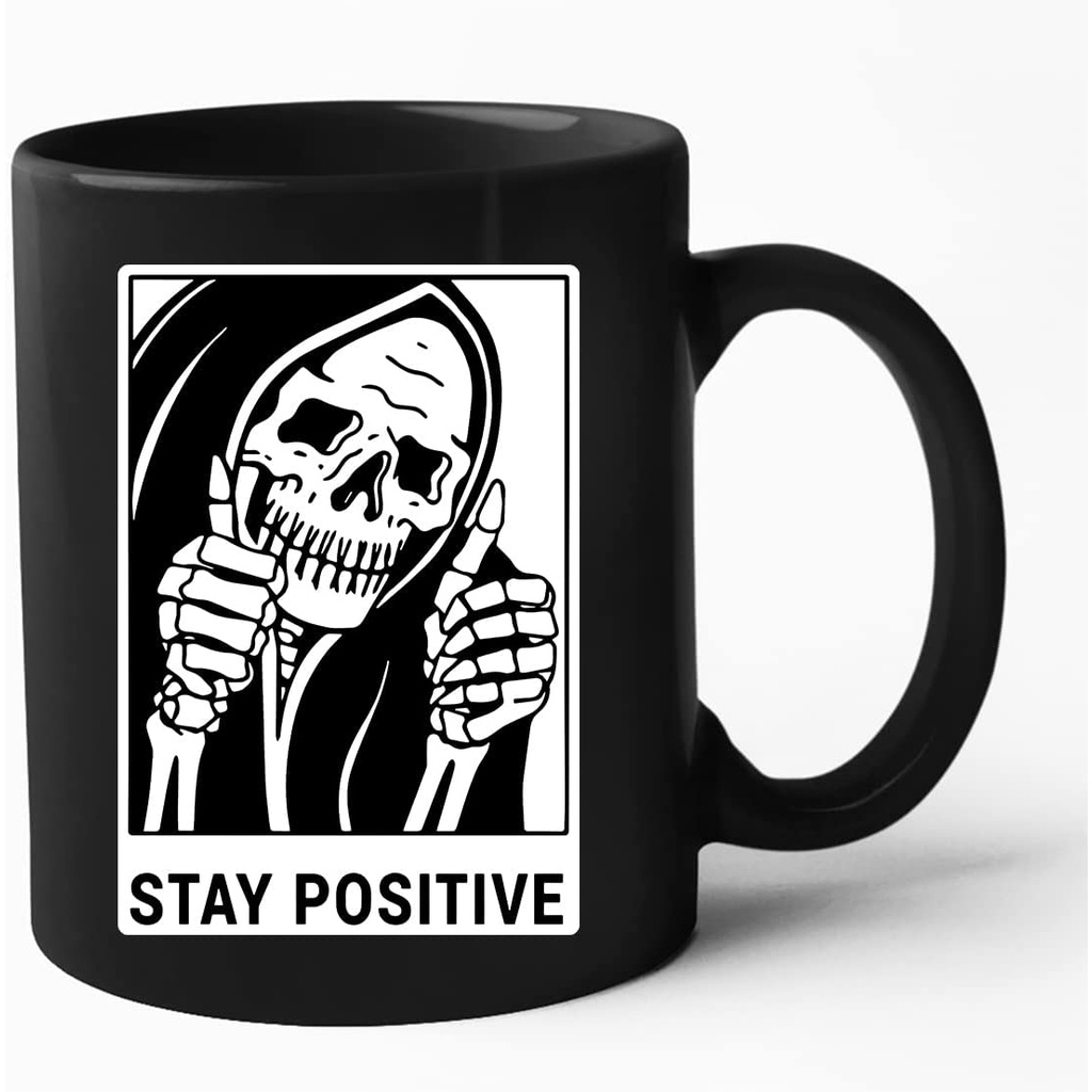 Gothic Funny Skeleton Stay Positive Mug Oz Gothic Halloween Kitchen