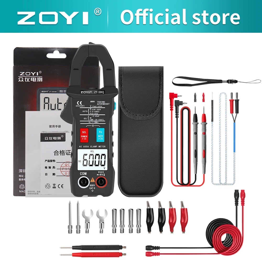 19g ZOYI ZT 5BQ Bluetooth Clamp Meter Multimeter Digital Current Pliers