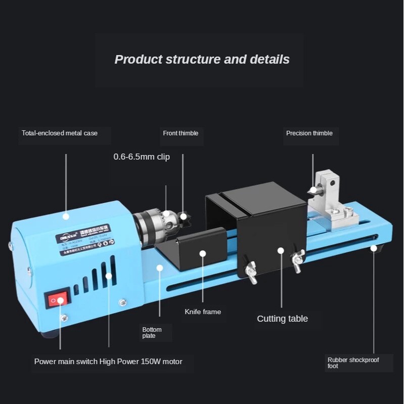 594 DC 12 24V 150W Mini Lathe Beads Machine Woodworking DIY Lathe