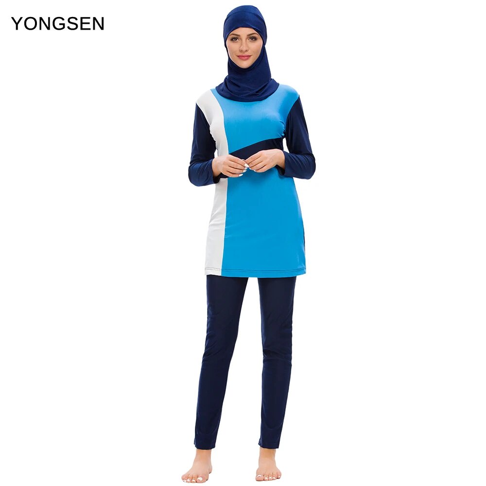 A Yongsen Women Modest Full Cover Long Sleeve Swimsuit Plus Size