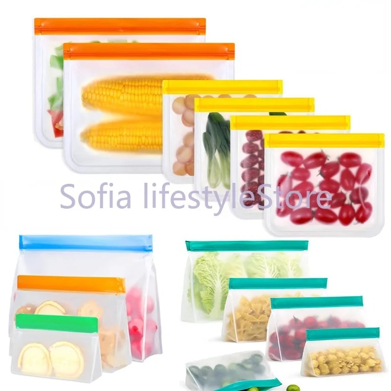 Pcs Set Stand Up Food Storage Bag Reusable Freezer Sandwich