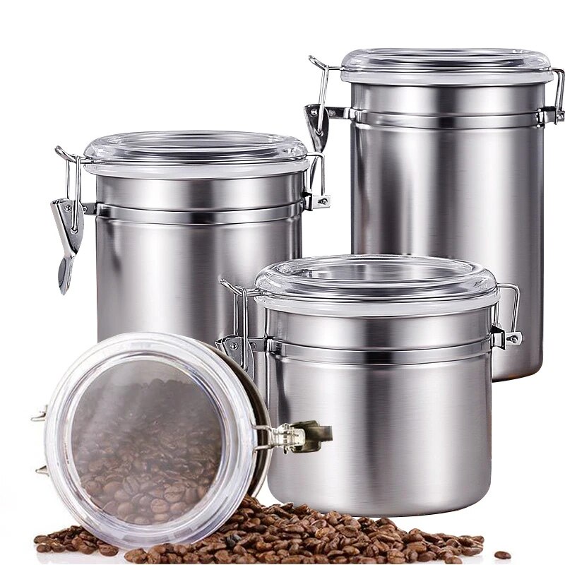 T Stainless Steel Airtight Coffee Container Storage Canister Set