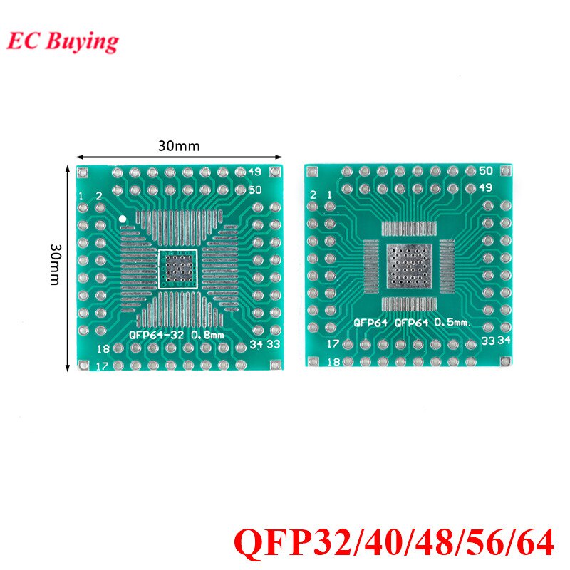 5PCS QFP 32 40 48 56 64 Transfer Board Adapter PCB Pinboard SMT SMD To