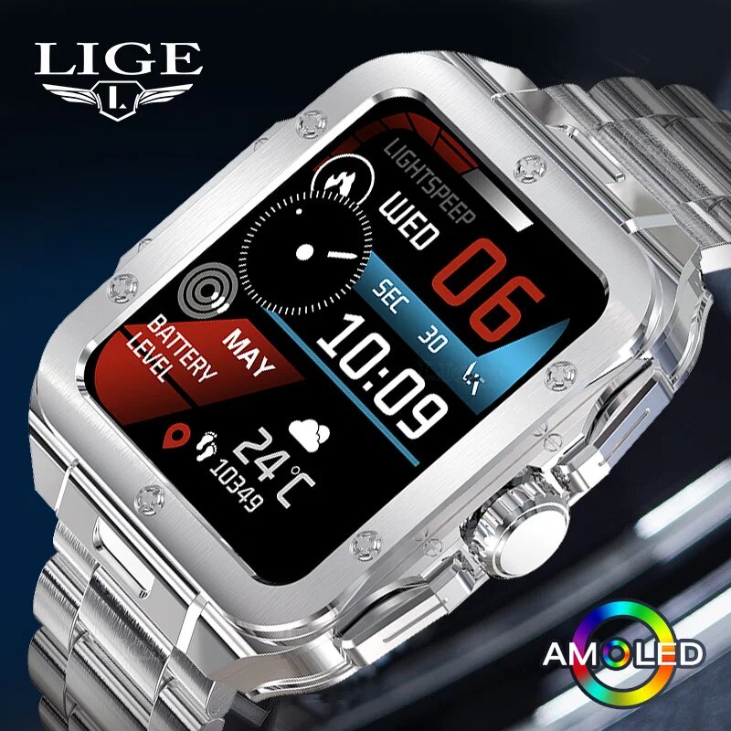 979 LIGE New AMOLED HD Screen Watch For Men Smart Watch Bluetooth Call