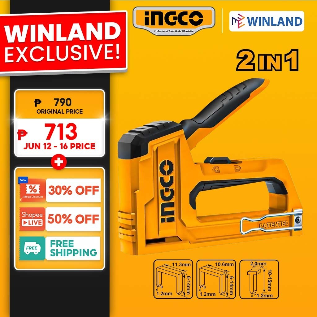 Ingco By Winland 2 In 1 Super Select Staple Gun Tacker Tucker HSG1406