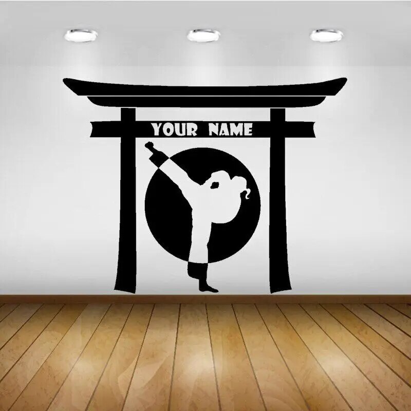 유Personalized Your Name Taekwondo Kung Fu Art Gym Wall Stickers Decals