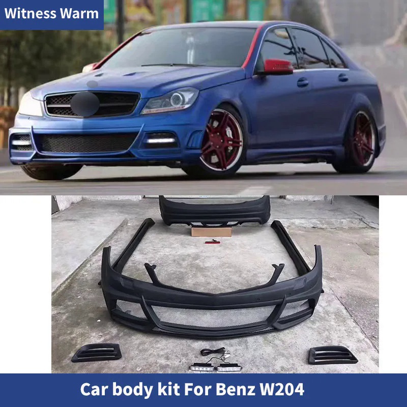 W204 C300 C200 Car Body Kit FRP Unpainted Front Rear Bumper Side Skirts