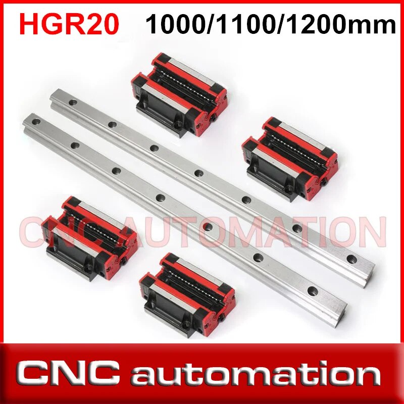 2pcs HGR20 HGH20 Square Linear Guide Rail 4pcs Slide Block Carriages