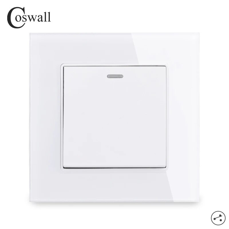 927 COSWALL 1 Gang 2 Way Stair Switch Crystal Tempered Glass Panel