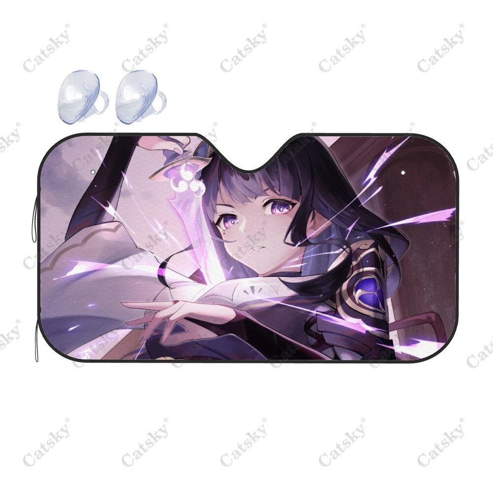 Anime Genshin Impact Raiden Shogun Car Accessories Windshield Sunshade