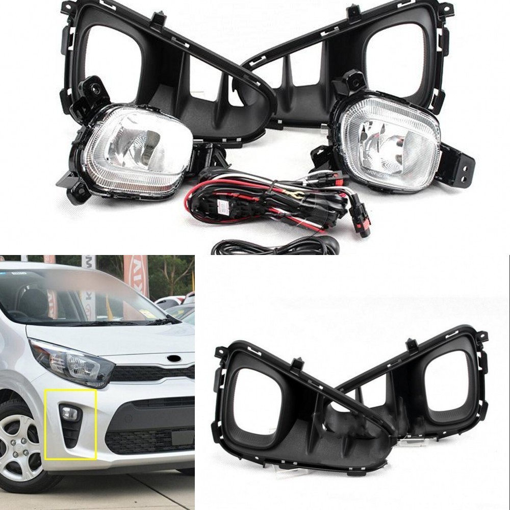 Jandening Front Bumper Fog Light Lamp Set With Wiring Switch For Kia