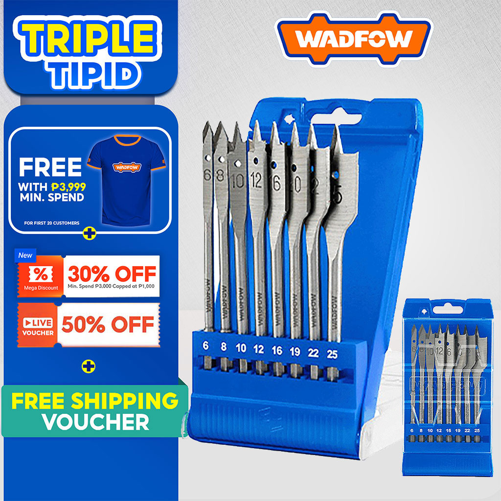 Wadfow Pcs Set Flat Wood Drill Bits Set Shopee Philippines