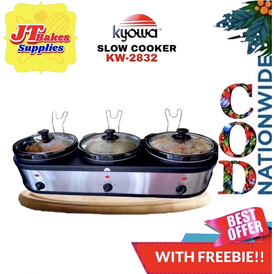 Kyowa Slow Cooker 3x25 Liters Capacity KW2832 Ceramic Pot Glass Cover