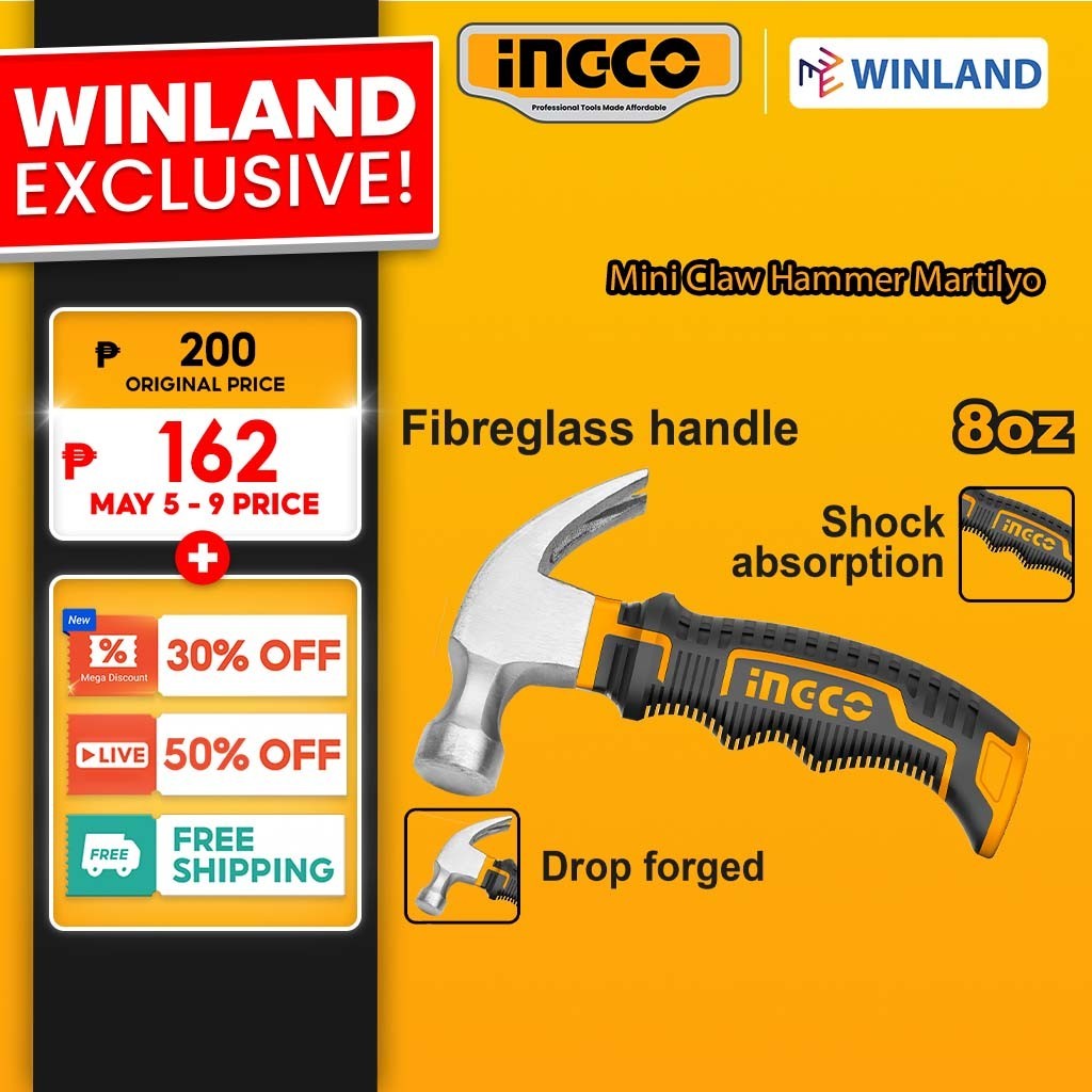 Ingco By Winland Tools Original Mini Claw Hammer Martilyo 8oz 12cm