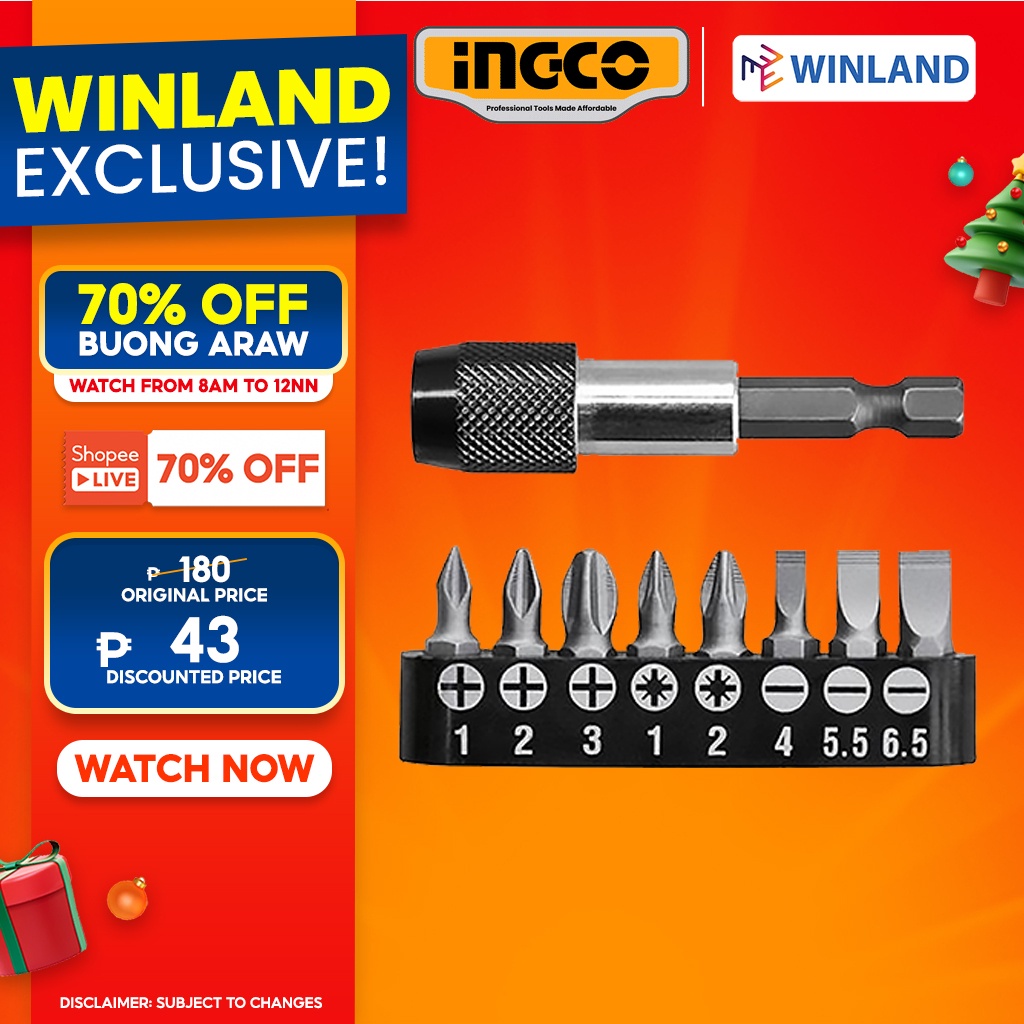 Ingco By Winland Pcs Screwdriver Bits Set Quick Release Holder