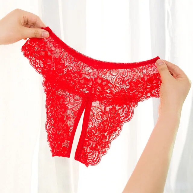 14s Lace Open Crotch Sex Panties Plus Size Lingerie Transparent Erotic