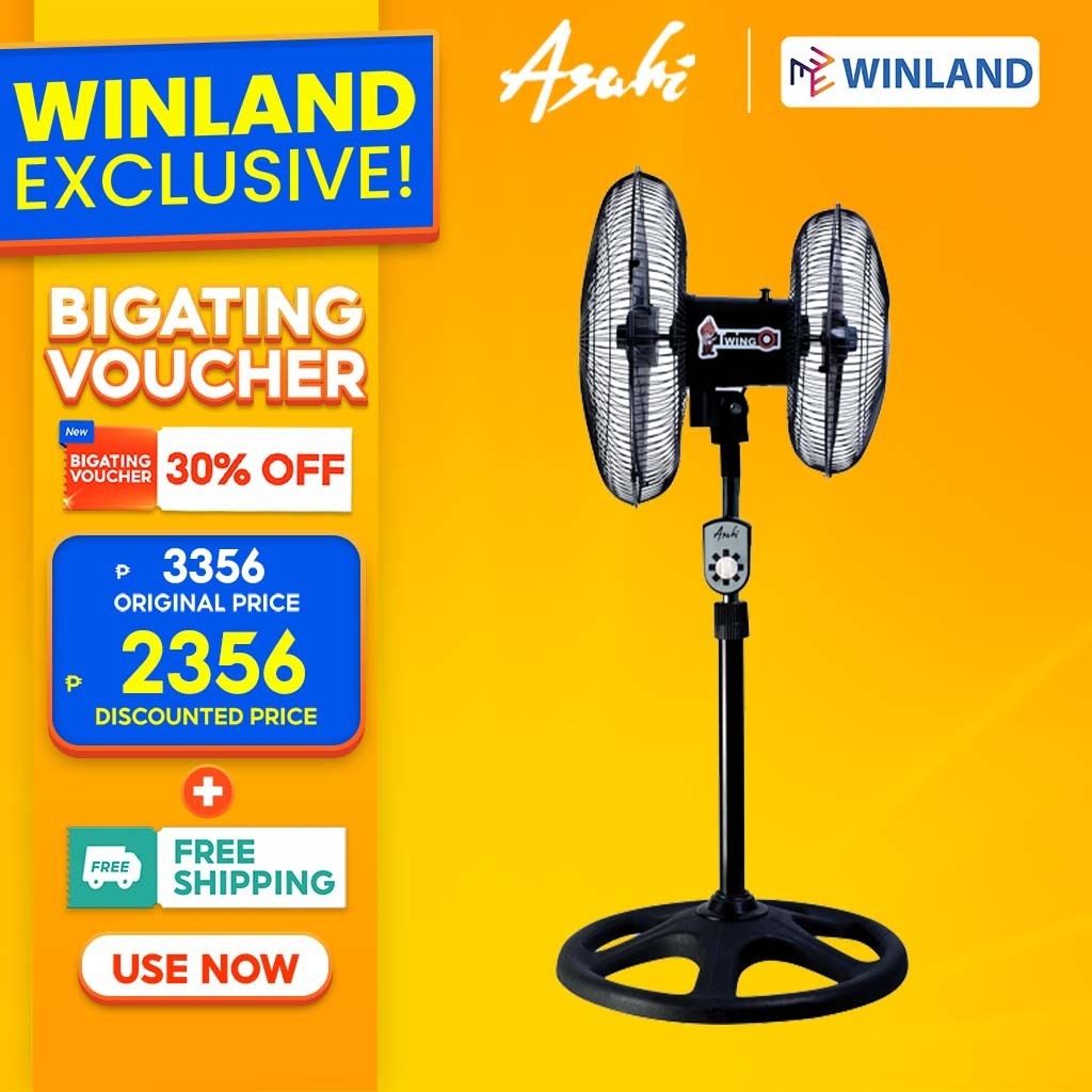 Asahi By Winland Twingo Double Head Stand Fan Electric Fan W Thermal