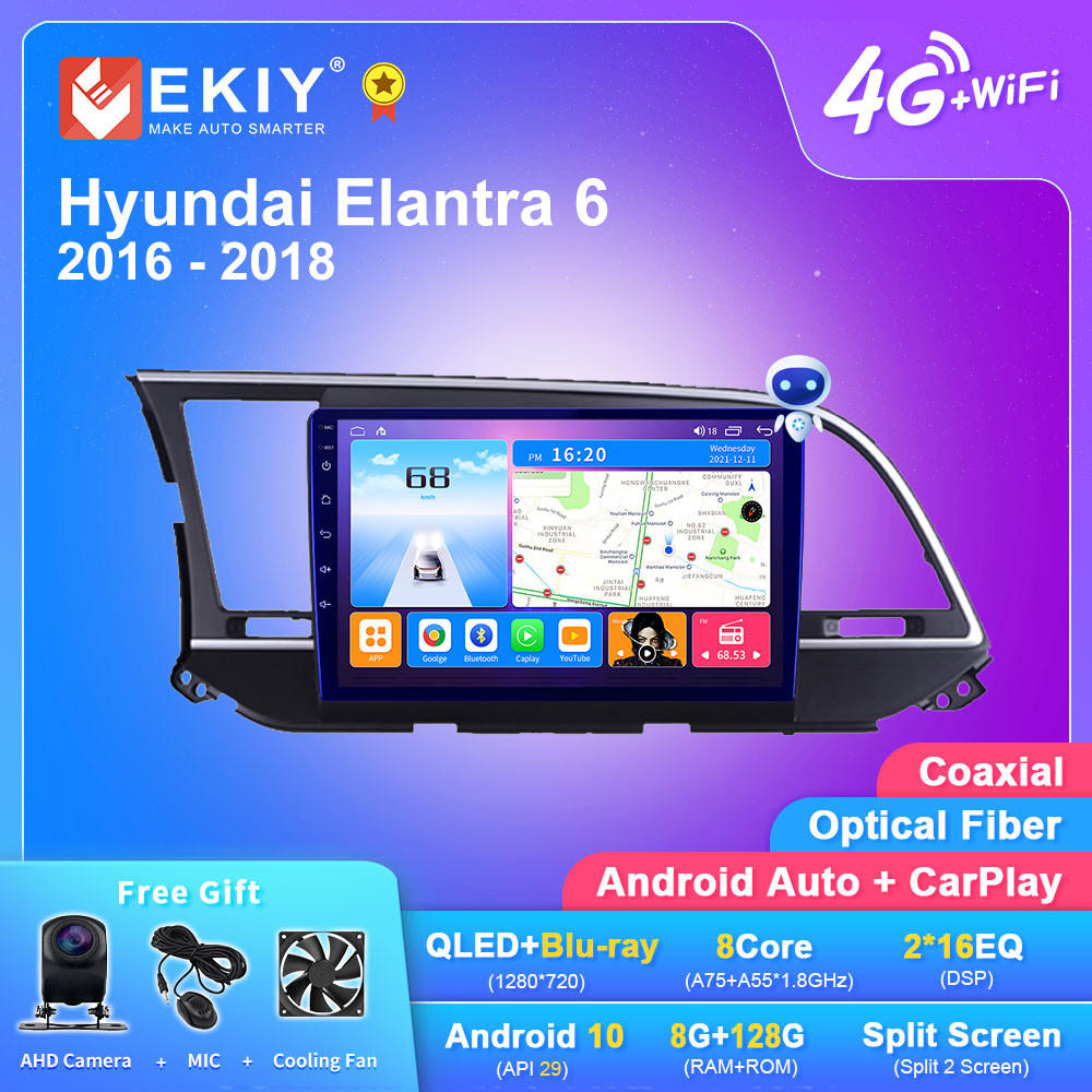 EKIY T7 Android 10 For Hyundai Elantra 6 2016 2018 Car Radio