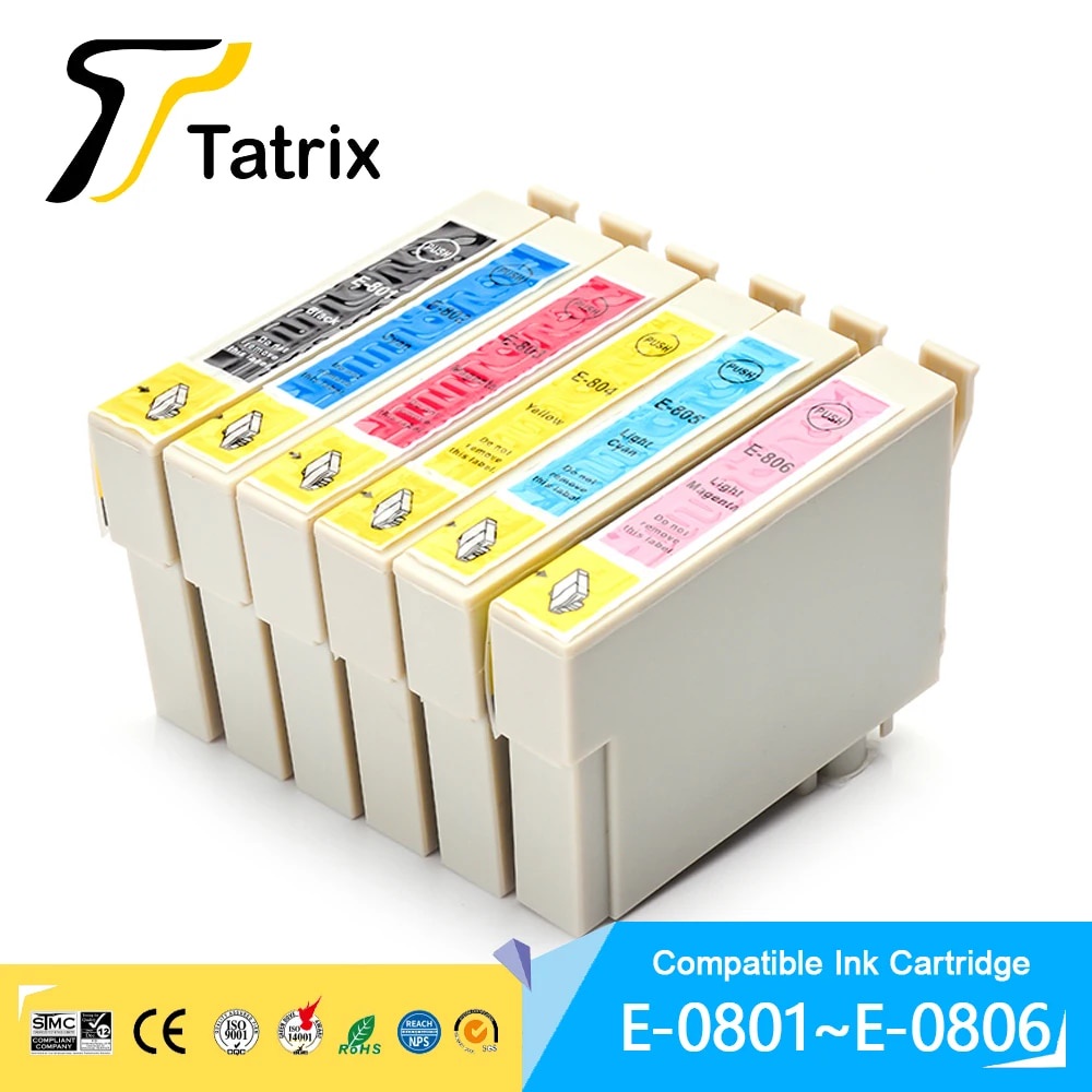 Tatrix 6PK For T0801 T0802 T0803 T0804 T0805 T0806 Ink Cartridge