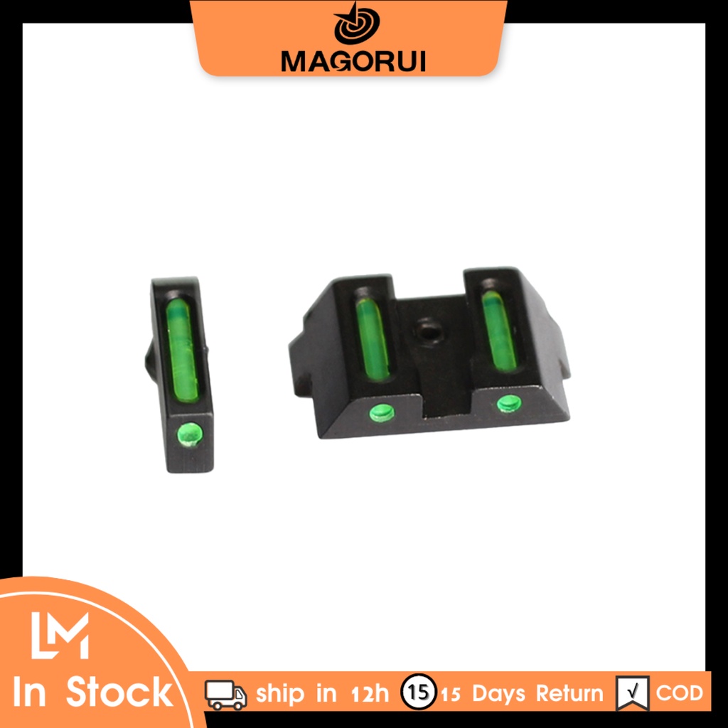 MAGORUI Front Rear Fiber Optic Combat Si Ght For Glock Standard Models