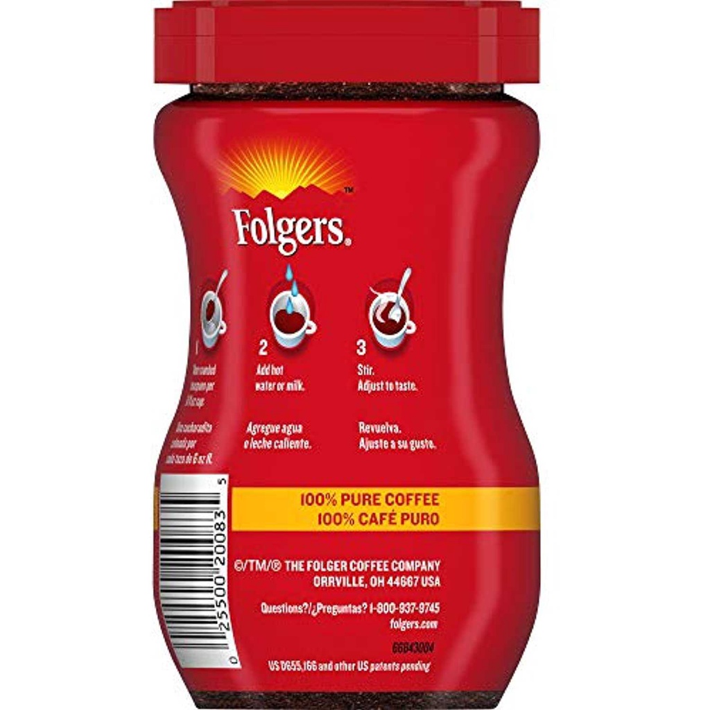 Folgers Classic Roast Instant Coffee Crystals 3 Ounces 85g Shopee