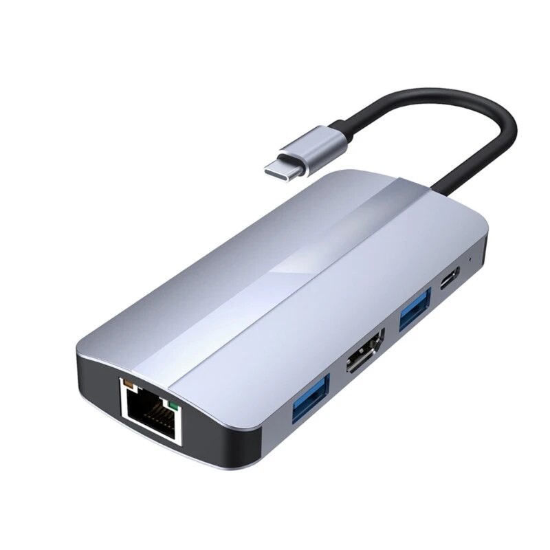 Usb C Hub In Type C To K Hdmi Compatible Adapter With Rj Sd Tf