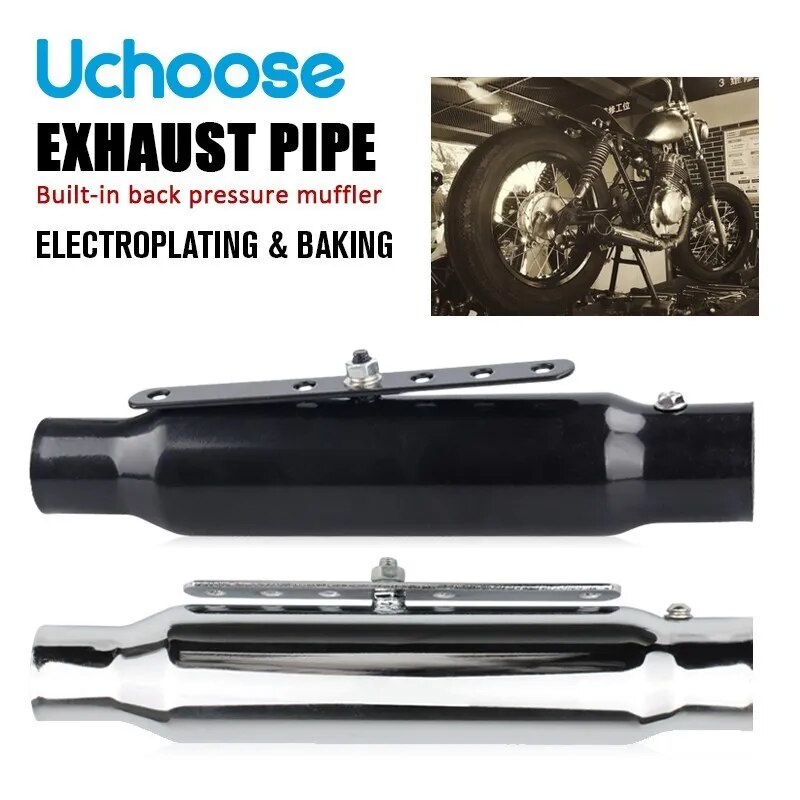 Universal Motorcycles Tapered Slip On Exhaust Muffler Pipe Chrome Black