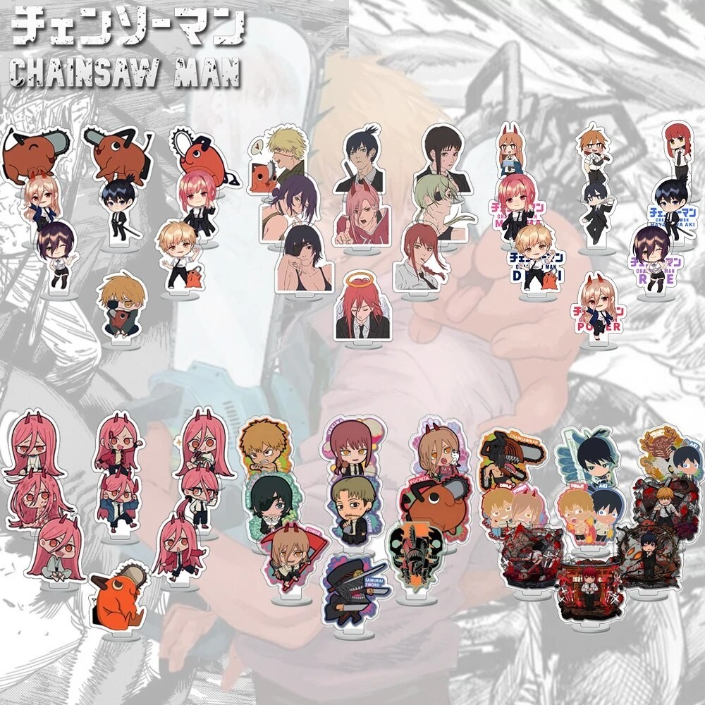 9Pcs Set Anime Chainsaw Man Acrylic Stand Model Denji Pochita Makima