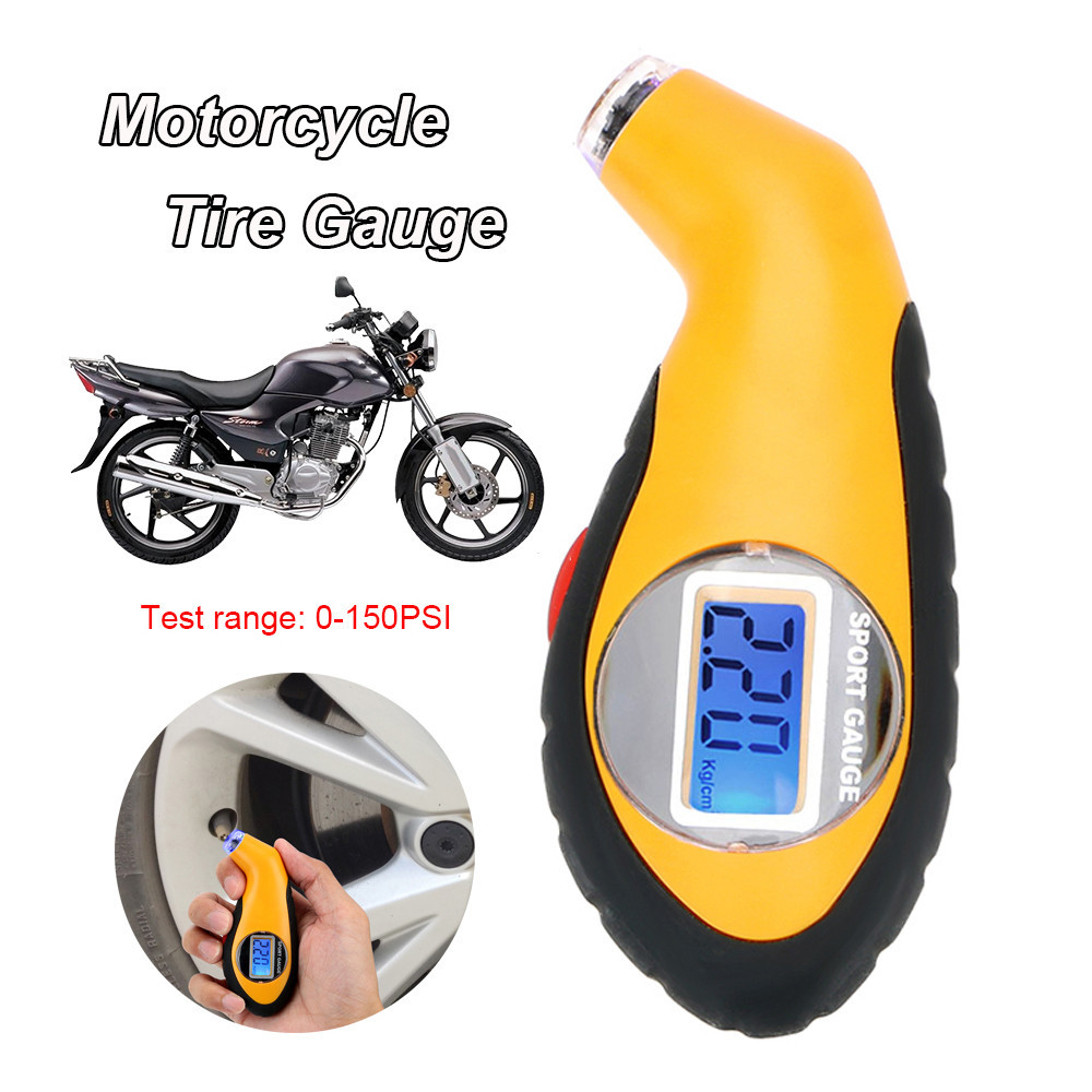 Motorcycle Tire Pressure Gauge 0 10Bar 150Psi Tester Manometer Digital