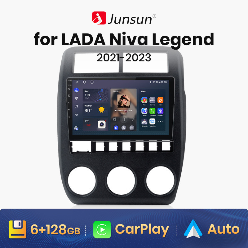 Junsun V1 AI Voice Wireless CarPlay Android Auto Radio For LADA Niva