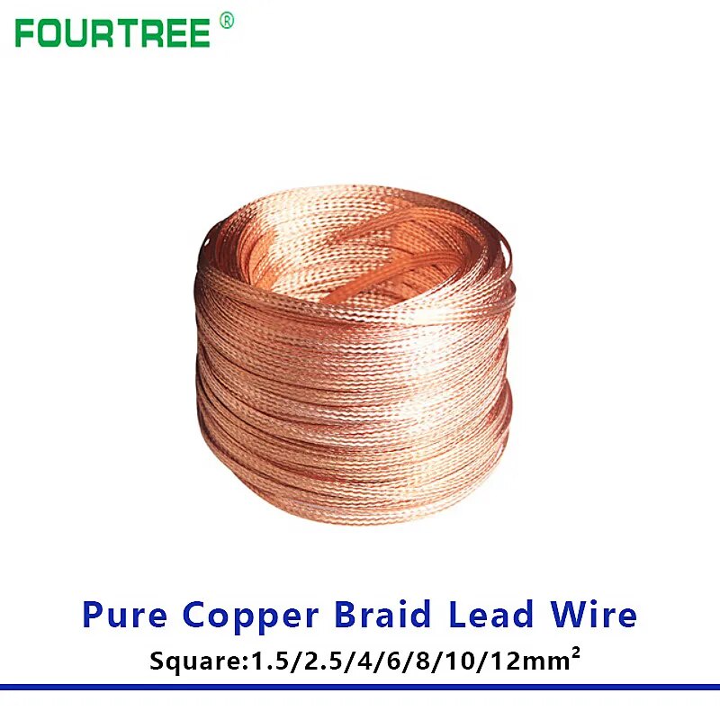 Meter Pure Copper Braid Lead Wire High Flexibility Bare Ground Cable