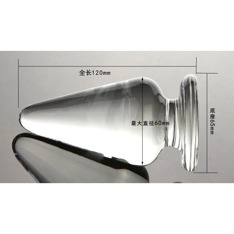 120 60mm Super Big Size Glass Anal Plug Smooth Cone Crystal Glass Large