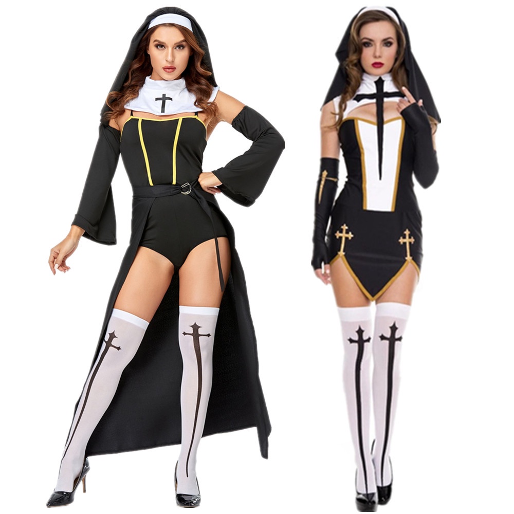 Sexy Clothes Full Set Sexy Bad Habit Nun Costume Women Exotic Role Play