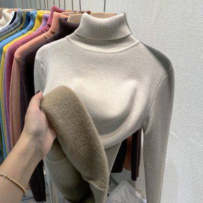 Turtle Neck For Women Bottoming Shirt Fleece Lined Thickened Turtleneck