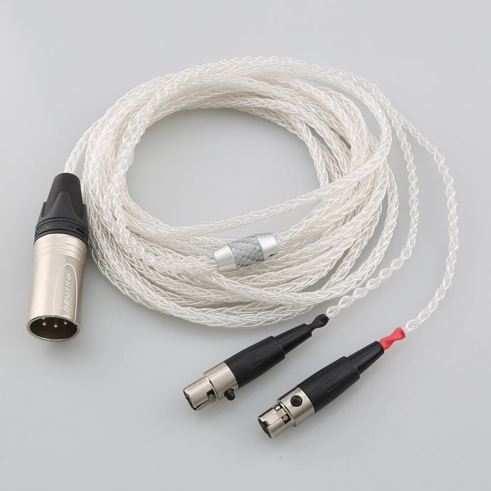 New 99 Pure Silver 8 Cores HiFi Cable 4 Pin XLR Balanced Male For