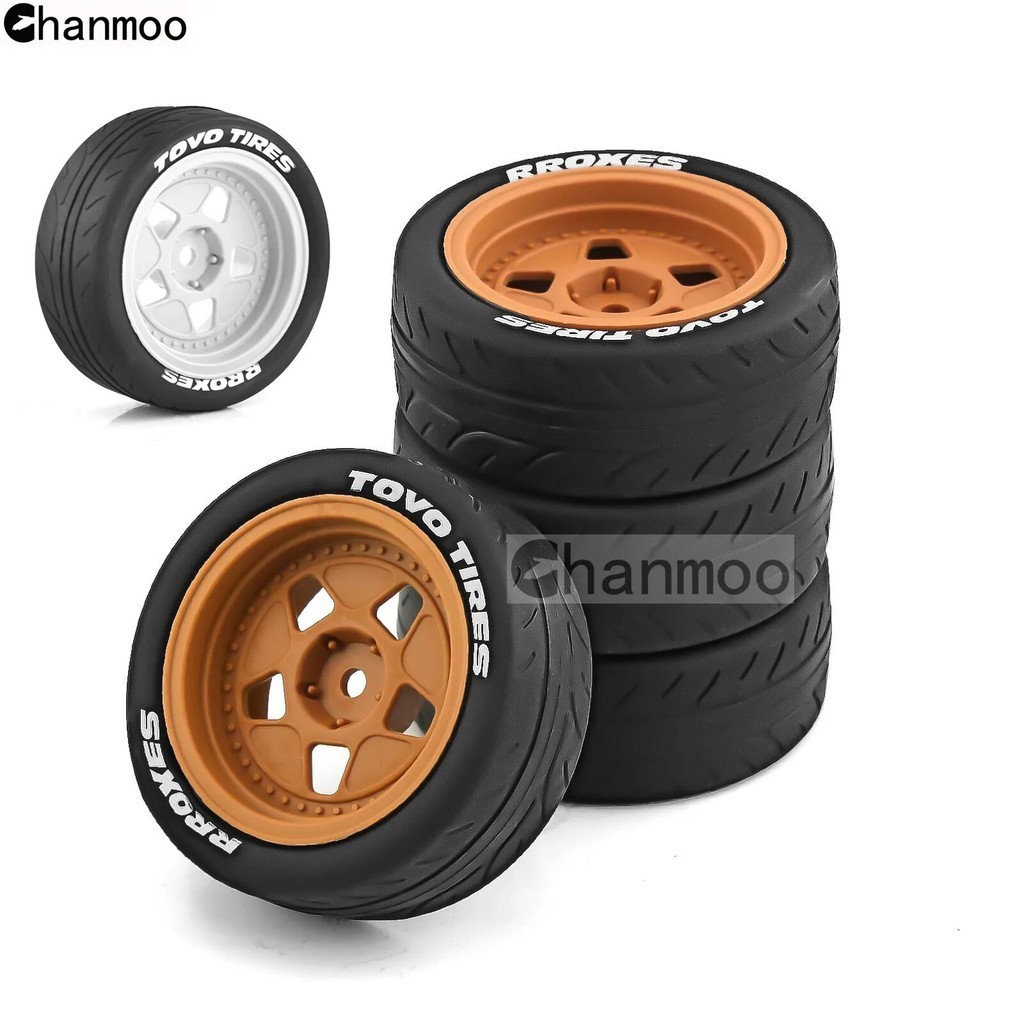 Chanmoo 4Pcs 1 10 Racing Wheels Tires 68mm Rally Tyre 12mm Hex For RC