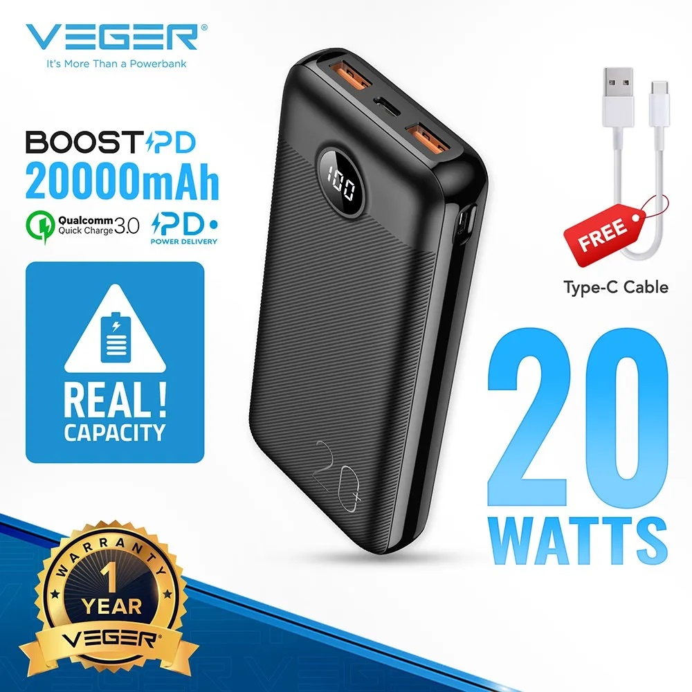 Veger W Pd Mah Powerbank W Pd Qc Fast Charging Power Bank