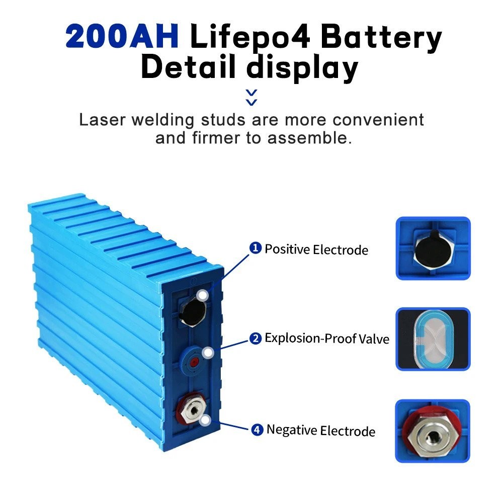 3 2V 200AH LiFePO4 Rechargeable Lithium Iron Phosphate Battery Pack For