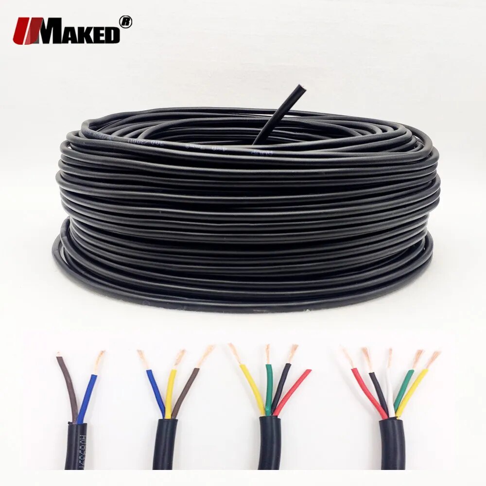 100m RVV Cable 22AWG 2Pin 3pin 4pin 5pin Signal Control Power Extension