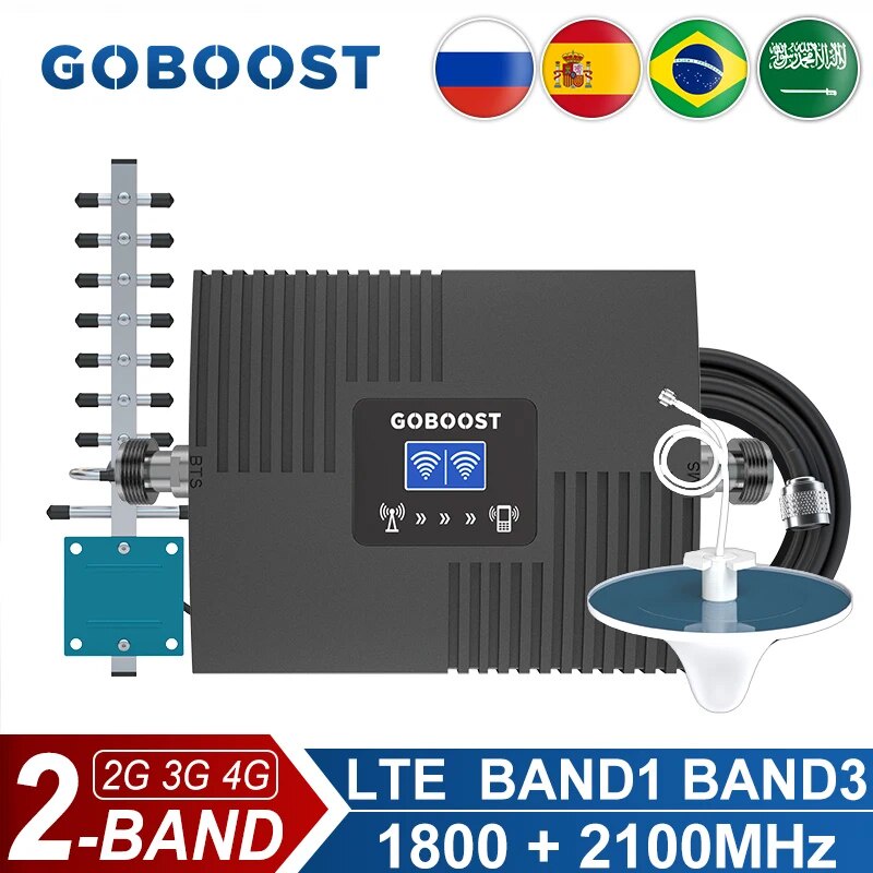 GOBOOST Dual Band Cellular Amplifier 2G 3G 4G Network Booster LTE 1800