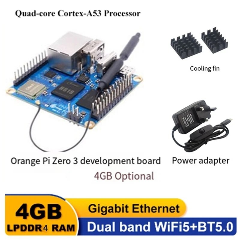 For Orange Pi Zero 3 4GB RAM Single Board Computer H618 Chip Wifi BT5 0