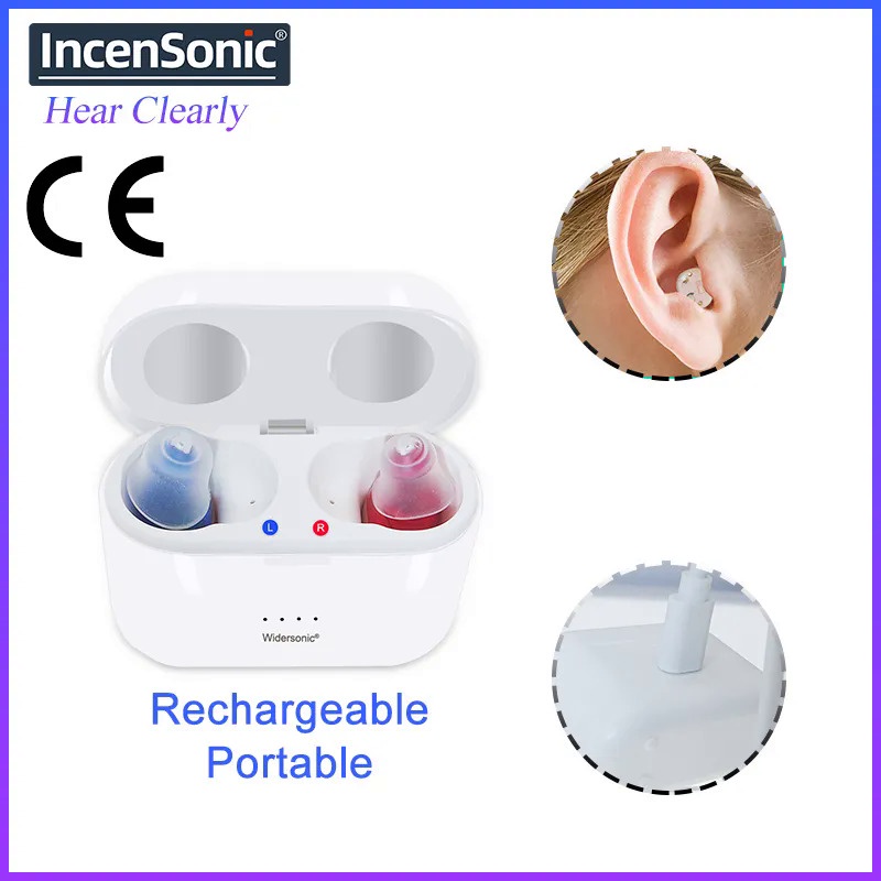 Rechargeable Hearing Aid Audifonos V30 ITC Invisible Earbuds Adjustable