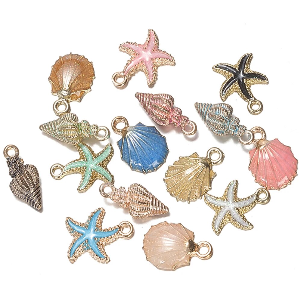 Pcs Starfish Conch Sea Shell Charms Ocean Style Pendants For Diy