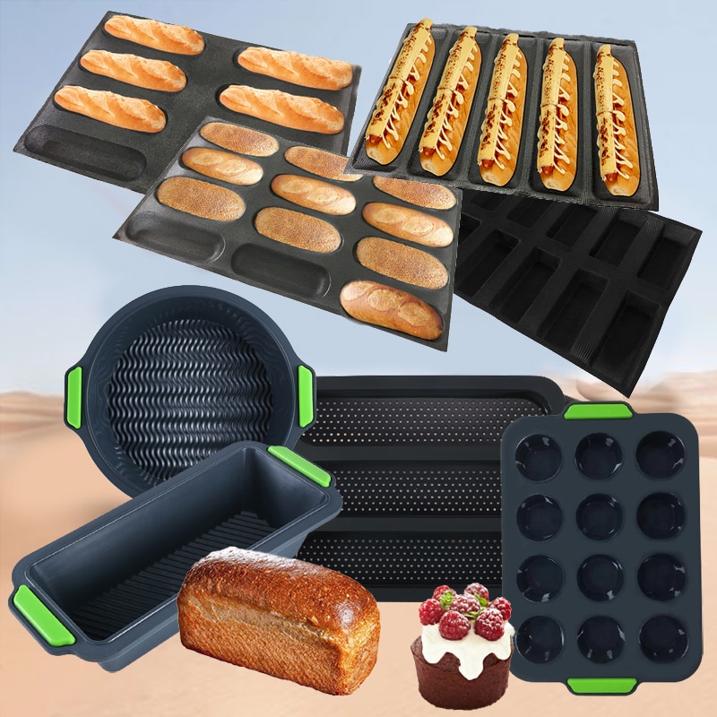 S Meibum Perforated Bread Moulds Silicone France Baguette Mold Glass