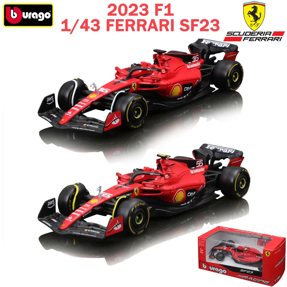 Bburago 2023 F1 FERRARI SF23 Racing Cars Charles Leclerc Carlos Sainz 1