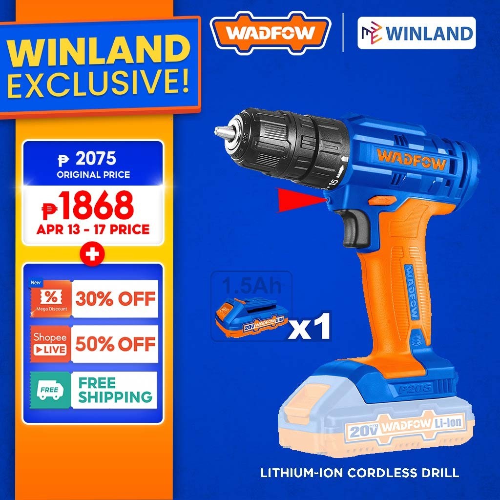 Wadfow By Winland Lithium Ion Cordless Drill V With Batteries