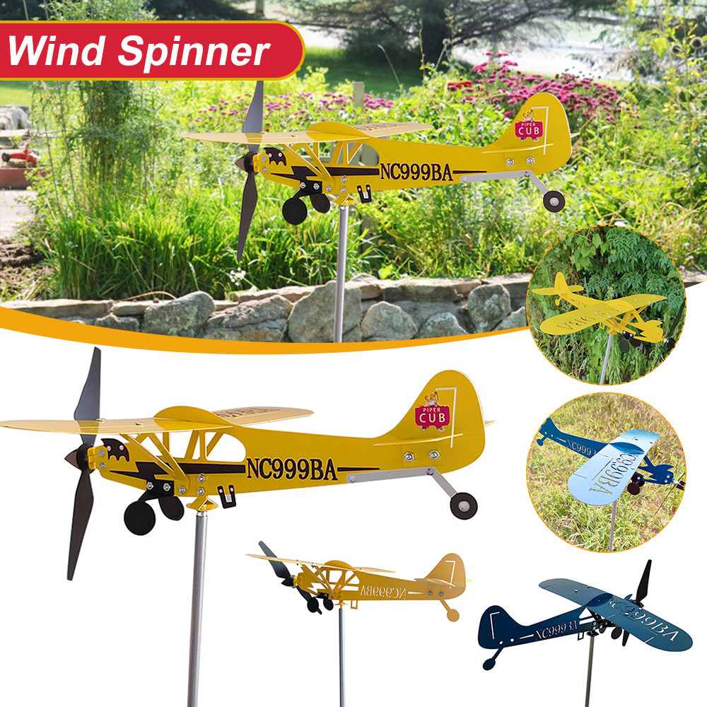 D Piper J Cub Wind Spinner Plane Metal Airplane Weather Vane Outdoor